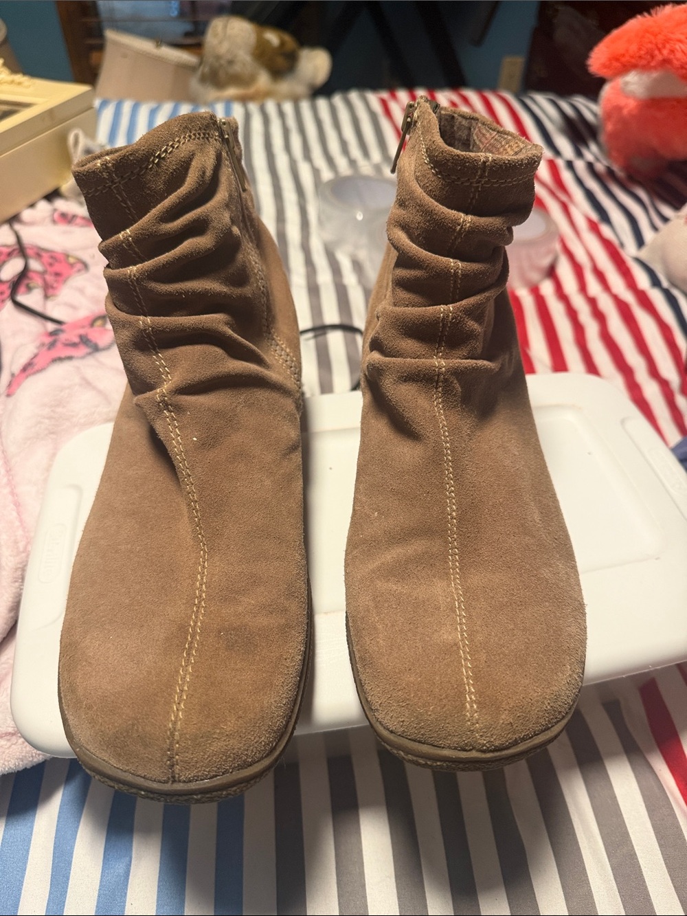 Bare Traps Women’s Brown Suede Ruch Ankle Boots